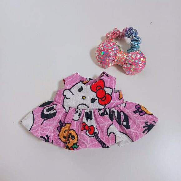 Hello Kitty Sanrio Ghost Handmade Dress and Metallic Bow Labubu Outfit - Picture 3 of 6